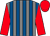 Grey and royal blue stripes, red sleeves and cap ()