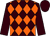 Brown and orange diamonds, brown sleeves and cap (Mrs C E Brittain)