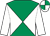 Emerald green and white diabolo, white sleeves, quartered cap (Mr Ziad A Galadari)