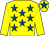 Yellow, royal blue stars, yellow sleeves, yellow cap, royal blue star (R P Marchant D M Ahier Mrs E Lee)