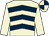 Beige, dark blue chevrons, beige sleeves, quartered cap (Mr & Mrs Kevan Watts)