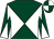 Dark green and white diabolo, quartered cap (Merriebelle Stable/tabor/smith/magnier)