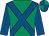 Emerald green, royal blue cross belts, royal blue sleeves, quartered cap (Mrs June Judd)