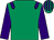 Emerald green, purple epaulets and sleeves, striped cap (Mr B Van Dalfsen)