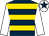 Dark blue, gold hoops, white sleeves, white cap, dark blue star (O T I Racing)