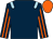 Dark blue, light blue epaulets, dark blue and orange striped sleeves, orange cap (Dr Bridget Drew & Mr David J Keast)