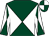 Dark green and white diabolo, white and dark green diabolo on sleeves, dark green and white quartered cap (Merriebelle Stable & Mr S Chappell)