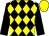 Black and yellow diamonds, black sleeves, yellow cap (Mr J Palmer-Brown)