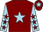 White, royal blue sash, red sleeves, white cap, royal blue star (The Highlife Racing Club)