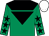 EMERALD GREEN, black yoke, black inverted triangle, stars on sleeves, WHITE cap (Dr J Walker)