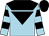 LIGHT BLUE, black yoke, black inverted triangle, hooped sleeves, BLACK cap (Mr C L A Edginton)