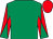 Emerald green, red and emerald green diabolo on sleeves, red cap (The Schiaparellis)