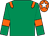 Emerald green, orange epaulets and armlets, orange cap, white star (China Horse Club/ballylinch Stud/clipp)