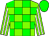 Chartreuse and green checks, chartreuse and white striped sleeves, green cap (Ten Broeck Farm Inc)