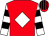 Red, white diamond, white and black hooped sleeves, red and black striped cap (Bright New Horizons Partnership)
