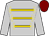 Silver, gold braid, maroon cap, gold tassel (Al Shaqab Racing & Manor House Racing)